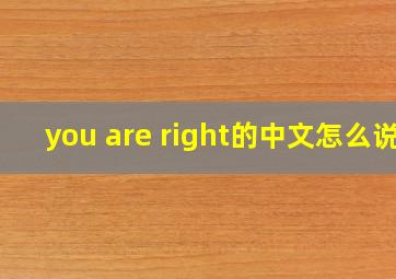 you are right的中文怎么说